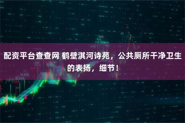 配资平台查查网 鹤壁淇河诗苑，公共厕所干净卫生的表扬，细节！